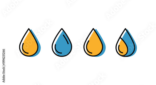 Oil Drop Line art vector set abstract simple illustration