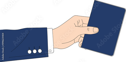 Business Hand Holding Passport Illustration for Travel and Professional Concepts