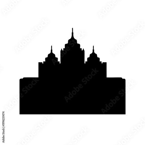 Black silhouette city skyline, urban landscape vector, modern cityscape, architecture icon