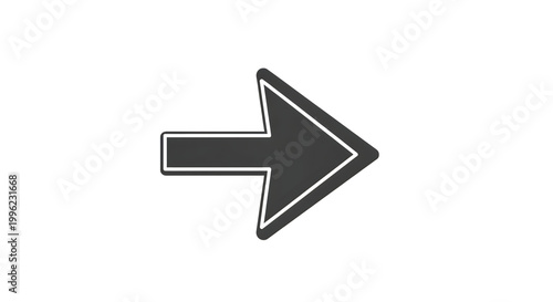 Modern black and white right arrow icon for navigation and direction isolated on transparent background