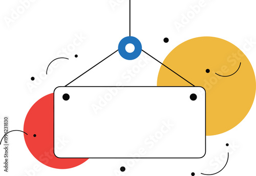 Blank Sign or Banner Hanging Concept Illustration for Advertising and Promotion