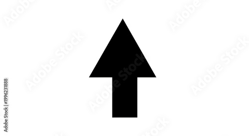 Modern black upward pointing arrow icon isolated on transparent background