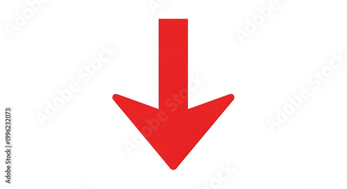 Red downward pointing arrow icon isolated on transparent background