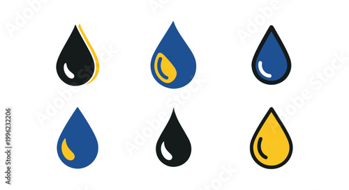 Oil Drop Line art vector set modern colorful shapes illustration