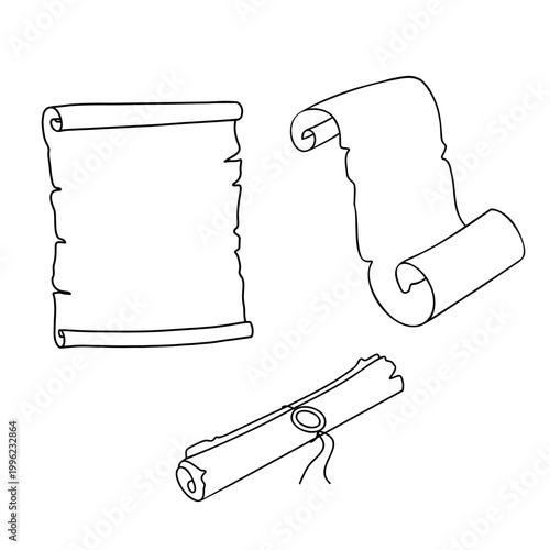 Minimalist papyrus sheets set ancient scroll paper simple vintage document collection