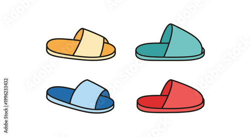 Slippers Line art vector set clean abstract color design