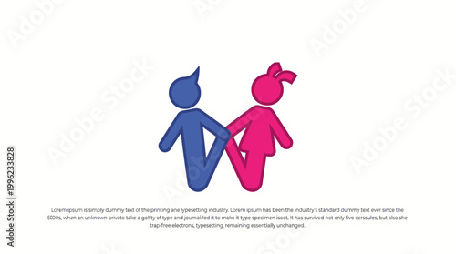 An engaging design featuring symbols representing gender inclusivity and community, showcasing unity and togetherness in a modern and colorful visual approach.