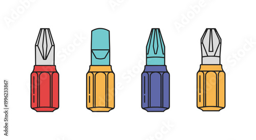 Screwdriver bits Line art minimal abstract decorative illustration