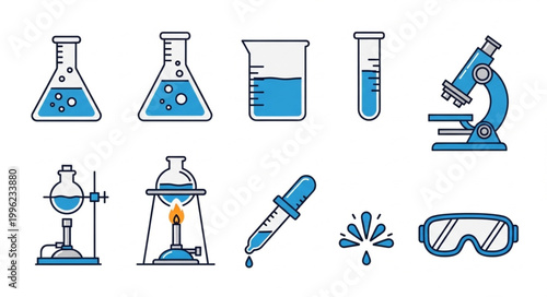 Collection of scientific laboratory equipment and tools.