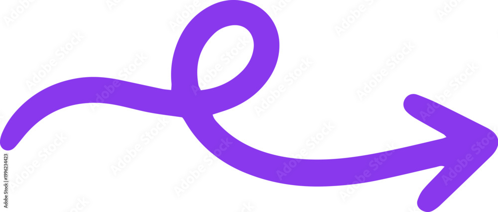 Obraz premium Modern Minimal Hand Drawn Spiral Right Arrow Icon – Colorful Loop Direction Vector