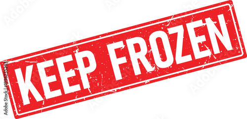 Keep Frozen distressed red rectangular rubber stamp ink mark with vintage grunge aesthetic