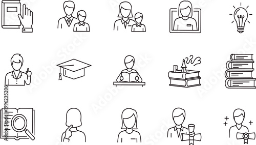 Hand drawn education icons a collection representing learning teaching and academic environments