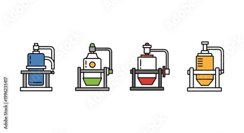 Oil extraction machine Line modern abstract color design vector
