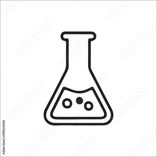Science laboratory beaker and measuring glass line icon set experiment symbols vector collection isolated on white background