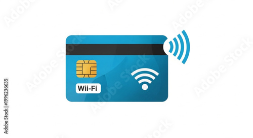 Contactless Payment Credit Card with Wi-Fi Symbol.