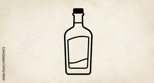 bottle icon, line art bottle, black outline bottle, alcohol bottle, liquor container, cider bottle, cognac bottle, beverage icon, drink symbol, bar equipment, simple bottle design, minimal icon, glass