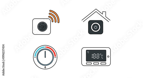 Smart Thermostats Line art minimal abstract color design vector