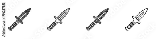 Sketch boot dagger icon design set