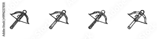 Sketch crossbow icon design set