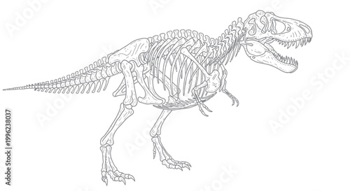 Tyrannosaurus Rex Skeleton Outline Illustration
