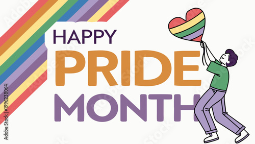LGBTQ Pride Month, Rainbow Flag, Happy Pride, LGBTQ Celebration, Vector Illustration