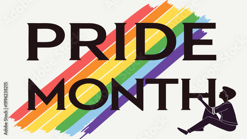 Pride Month, LGBTQ+ celebration, rainbow flag, diversity and inclusion, vector graphic