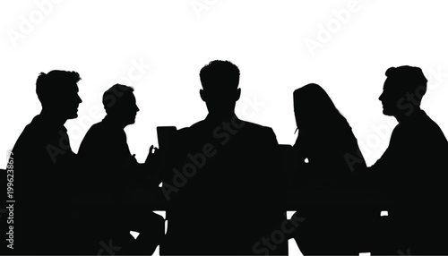 Business professionals sit around a conference table to engage in a collaborative strategy session.