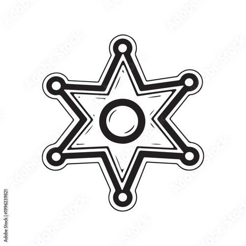 Black and white sheriff star badge icon
