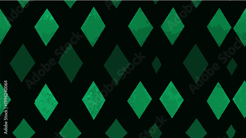 Repeating geometric diamond pattern featuring dark green and black colors creating a textured graphic backdrop. Dark green and black harlequin pattern background