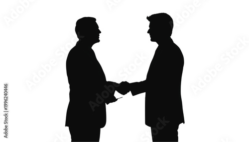 Businessmen shake hands to finalize a professional agreement during a formal corporate meeting session.