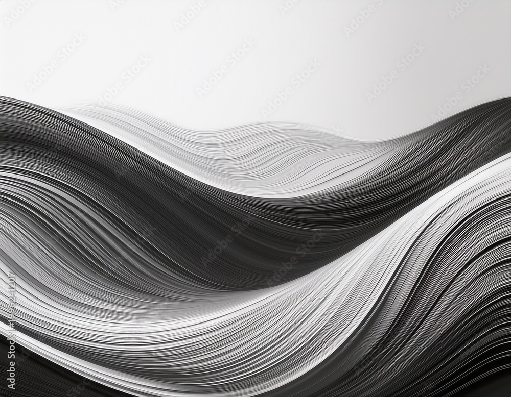 Fototapeta premium abstract black wavy lines pattern on white background texture
