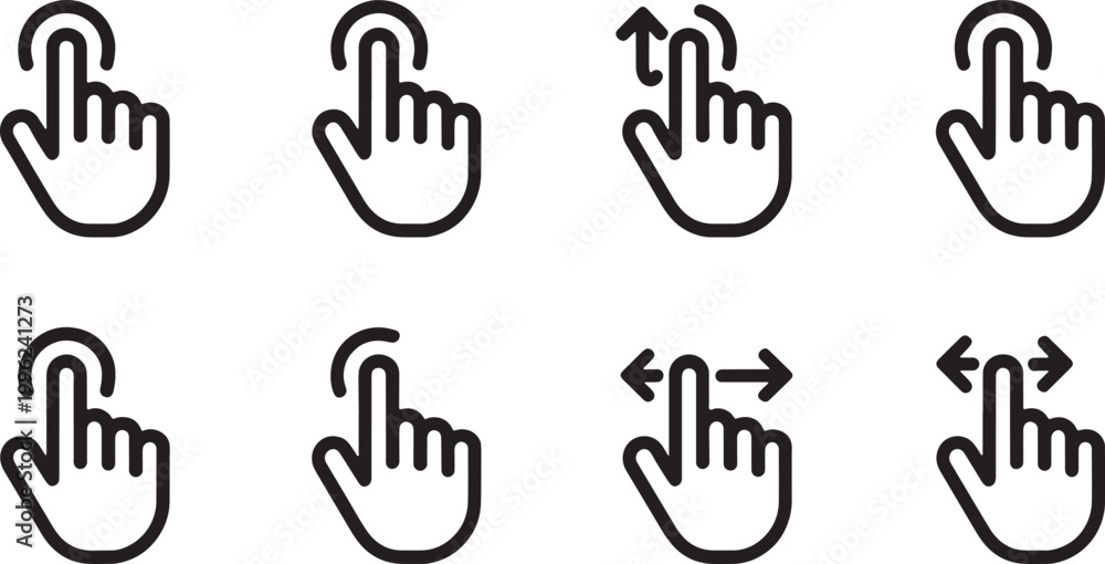 Obraz premium Touch screen gesture icon collection for mobile application interface and interactive display navigation vector design.