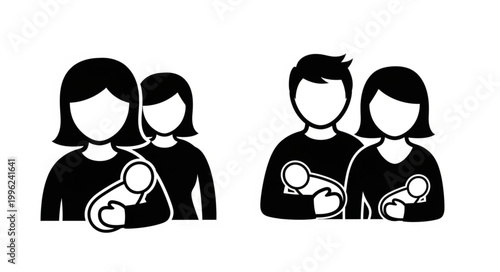 Two families with babies icons representing different family structures.