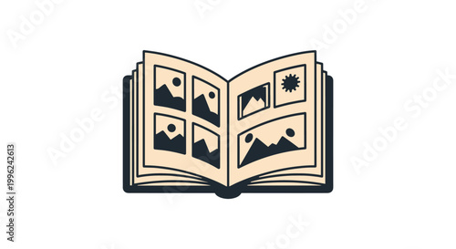 Personalized photo book Line minimal illustration vector