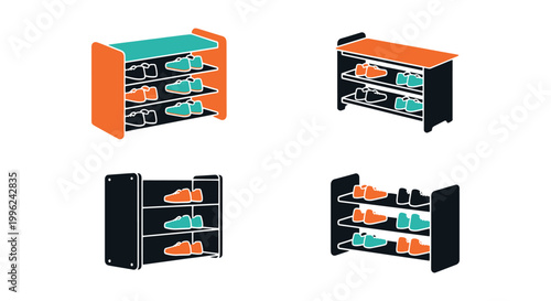 Shoe Rack Line art vector set simple abstract clean shapes