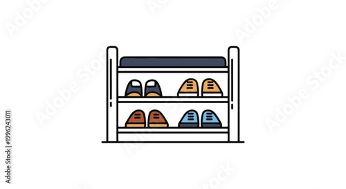 Shoe Rack with Seat Line art minimal abstract vector design
