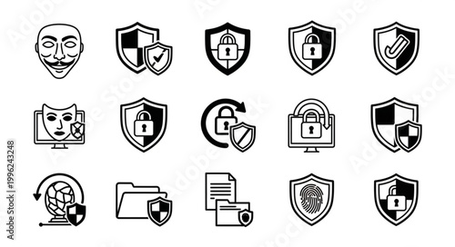 Cyber Security Icons Collection Digital Protection Symbols.