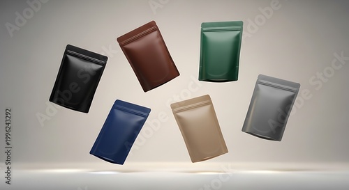 Assortment of seven floating flexible pouches in various colors