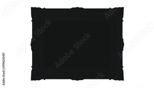 Picture frame displays an elegant border design with a solid black center for custom art placement.