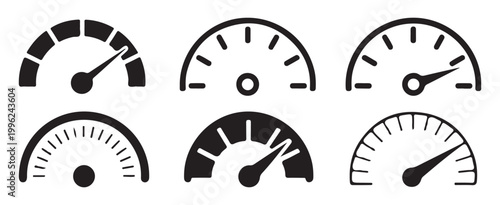 Fotografie Two minimalist speedometer line icon for web and app