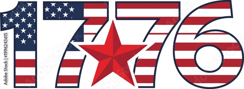 Celebrating 250 years of independence 4th of july commemoration with '1776' patriotic design