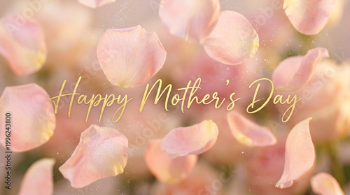 Floating flower petals drifting slowly with soft shimmer for mothers day background
