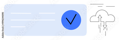 Data security concept. Data security symbol with cloud technology and checkmark verifying process. Data security ensures safe cloud usage and verification for apps, platforms, and businesses. Perfect