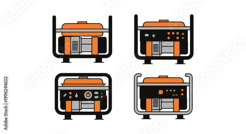 Petrol generator Line art flat modern abstract vector