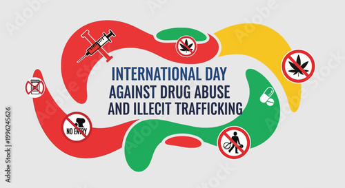 International Day Against Drug Abuse and Illicit Trafficking awareness campaign symbol.