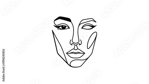 Minimalist line drawing of a woman's face.