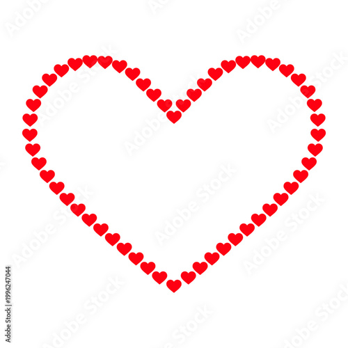 minimalist heart outline composed of small red hearts