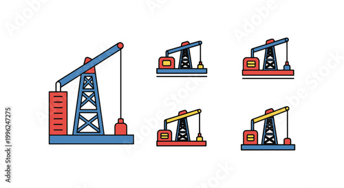 Petroleum extraction Line art simple colorful abstract vector