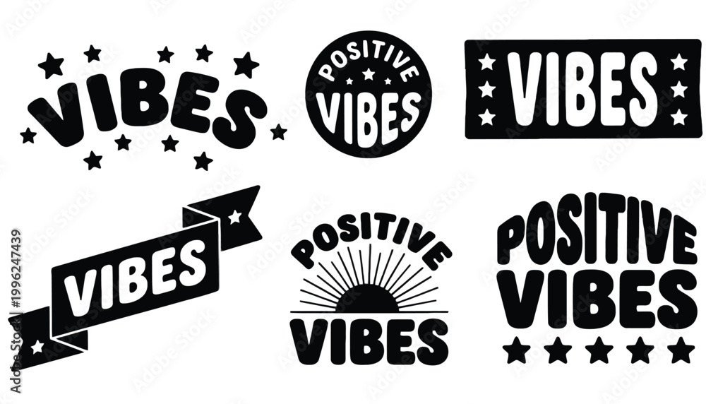 Fototapeta premium Vibes vector illustrations with positive messages and decorative elements