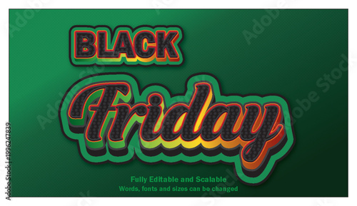 Black Friday bold retro typography banner with editable 3d text effect.